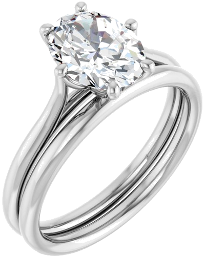 14K White 9x7 mm Oval Engagement Ring Mounting (6)