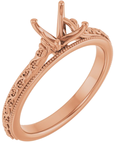 14K Rose  6.5 mm Round Solitaire Engagement Ring Mounting (1)