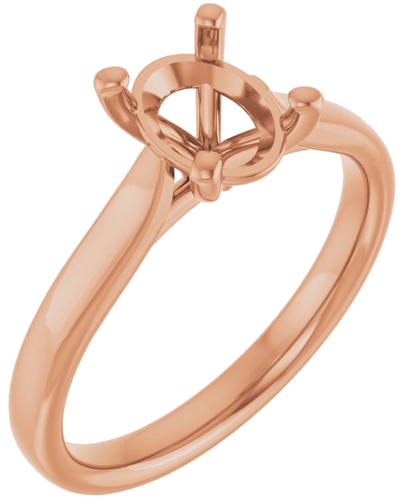 Sužadėtuvių Žiedas „Solitaire“ 585 Rožinis Aukso Oval 8mm x 6mm (1)