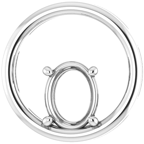 Pakabukas „Solitaire Circle“ 585 Baltojo Aukso Oval 9mm x 7mm (1)