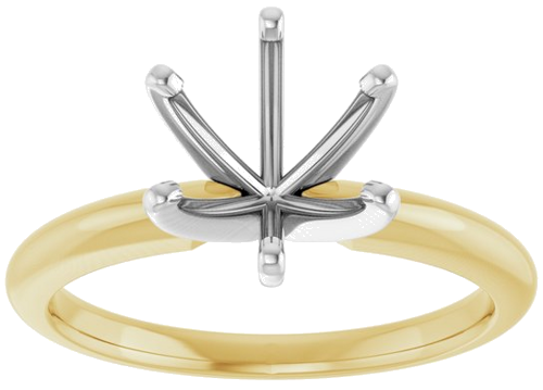 14K Yellow White 8 mm Round 6-Prong Solitaire Ring Mounting (3)