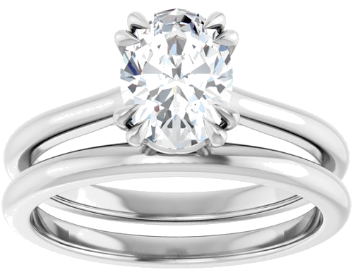 14K White 8x6 mm Oval Solitaire Engagement Ring Mounting (8)