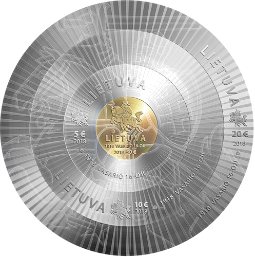 2018 Lietuvas 100 gadu Jubilejas Zelta un Sudraba Monētas (1)