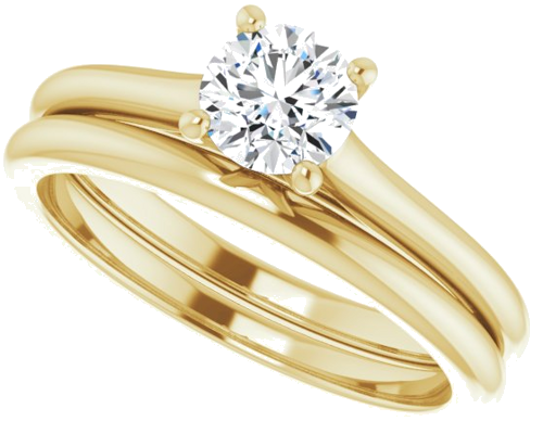 Sužadėtuvių Žiedas „Solitaire“ 585 Geltonojo Aukso Round 5.2mm (10)