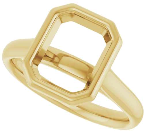 14K Yellow  9x7 mm Emerald Solitaire Engagement Ring Mounting (5)