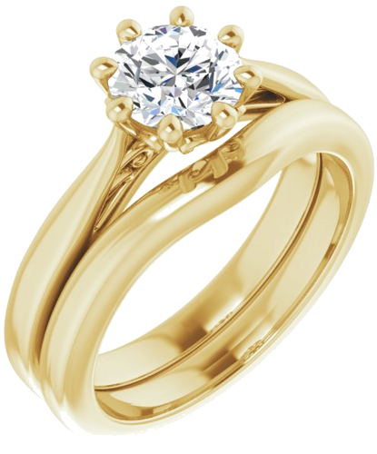 14K Yellow 6.5 mm Round Solitaire Engagement Ring Mounting (6)