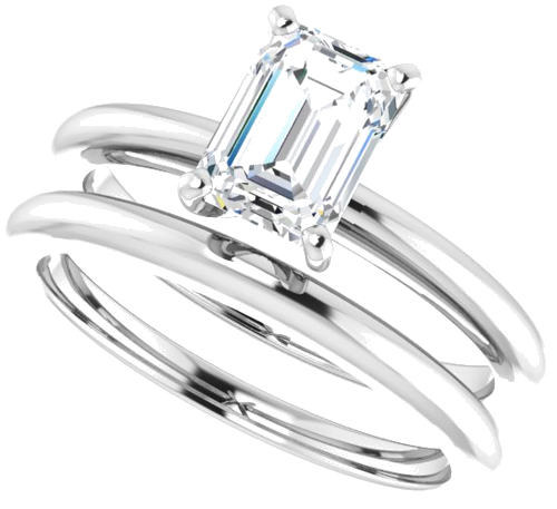 14K White  7x5 mm Emerald Solitaire Engagement Ring Mounting (10)