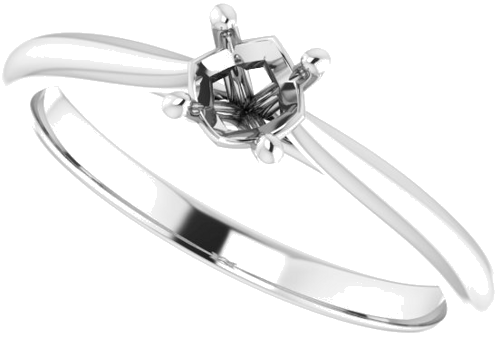 Sužadėtuvių Žiedas „Solitaire“ 585 Baltojo Aukso Round 4.4mm (5)