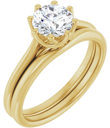 14K Yellow 6.5 mm Round Solitaire Engagement Ring Mounting (6)