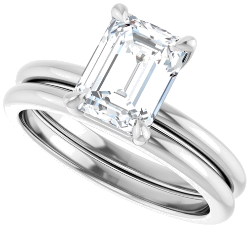 14K White 8x6 mm Emerald Solitaire Engagement Ring Mounting (6)