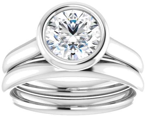 Sužadėtuvių Žiedas „Bezel-Set Solitaire“ 585 Baltojo Aukso Round 7mm (8)