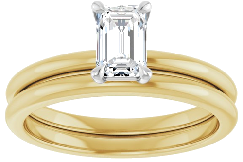 Sužadėtuvių Žiedas 585 Baltojo Ir Geltonojo Aukso Emerald 6mm x 4mm (8)