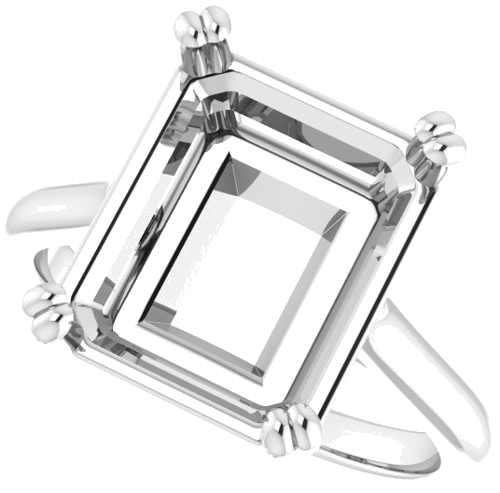 Platinum 12x10 mm Emerald Solitaire Engagement Ring Mounting (5)