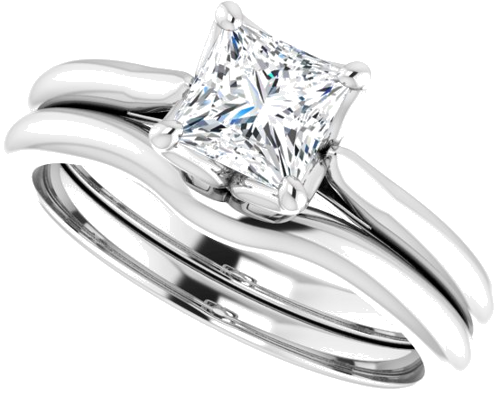 Sužadėtuvių Žiedas „Solitaire“ 585 Baltojo Aukso Square 5mm (10)