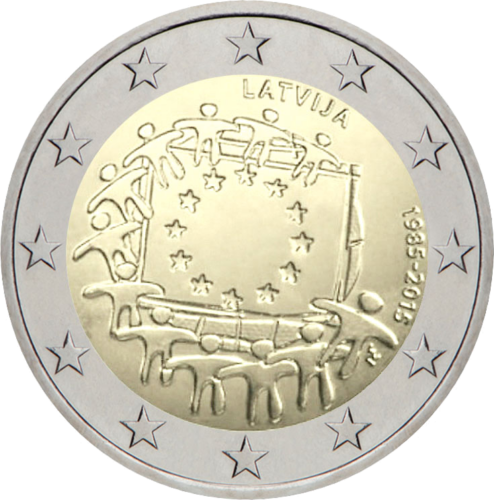 2015 Latvija Europos vėliava 2 eurų moneta (1)