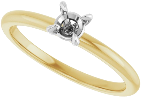 14K Yellow White 4.1 mm Round Engagement Ring Mounting (5)