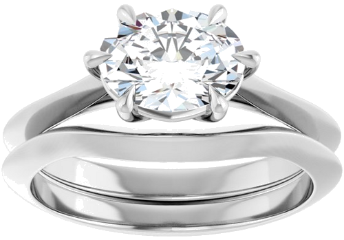 14K White 8x6 mm Oval Solitaire Engagement Ring Mounting (7)