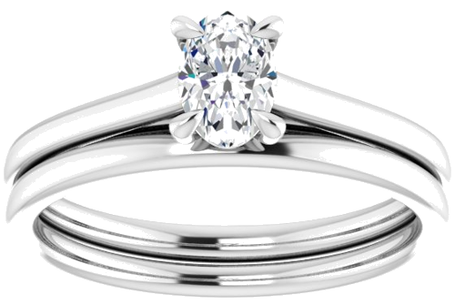 Sužadėtuvių Žiedas „Solitaire“ 585 Baltojo Aukso Oval 6mm x 4mm (8)