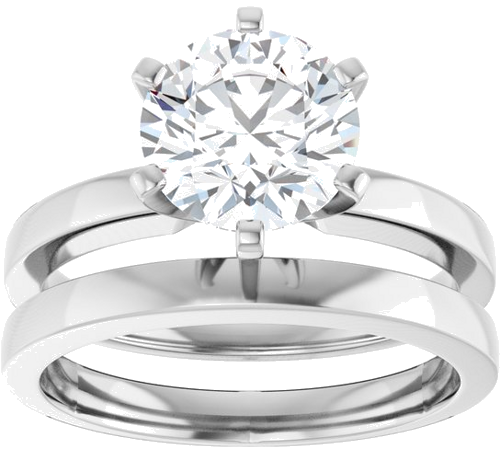 14K White 8 mm Round Solitaire Engagement Ring Mounting (8)