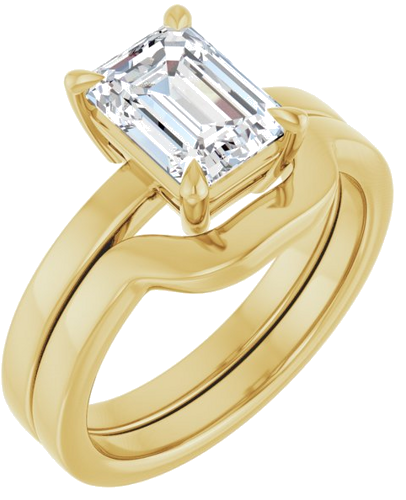 14K Yellow 8x6 mm Emerald Solitaire Engagement Ring Mounting (6)