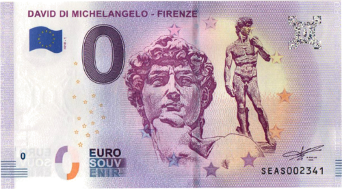 2018 Michelangelo David souvenir 0€ banknote (1)