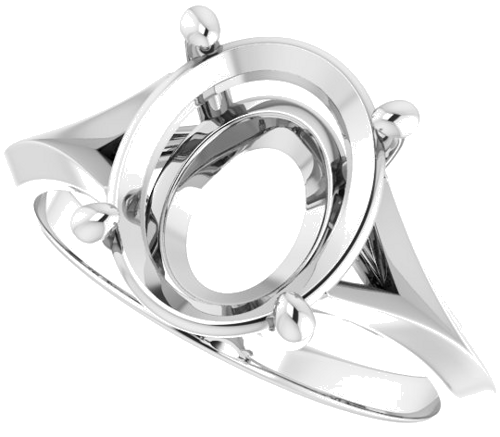 14K White 11x9 mm Oval Solitaire Engagement Ring Mounting (5)