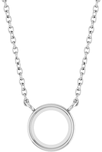 14K White 6mm Round Bezel-Set Solitaire 18  Necklace Mounting (1)