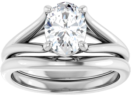 14K White 8x6 mm Oval Solitaire Engagement Ring Mounting (8)