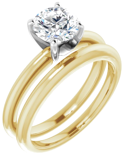 14K Yellow   Platinum  6.5 mm Round Solitaire Engagement Ring Mounting (6)