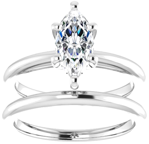 Sužadėtuvių Žiedas „Solitaire“ 585 Baltojo Aukso Marquise 10mm x 5mm (8)