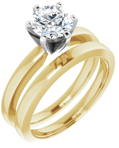 Sužadėtuvių Žiedas „Solitaire“ 585 Baltojo Ir Geltonojo Aukso Round 6.5mm (6)