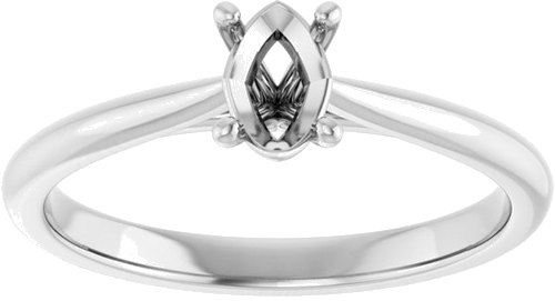 Sužadėtuvių Žiedas „Solitaire“ 585 Baltojo Aukso Oval 6mm x 4mm (3)