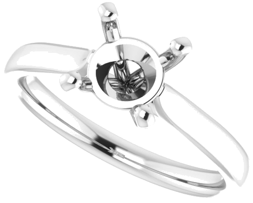 10K White 7 mm Round Engagement Ring Mounting (5)