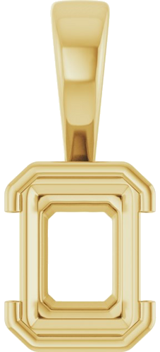 Pakabukas „Half-Bezel Solitaire“ 585 Geltonojo Aukso Emerald 8mm x 6mm (1)