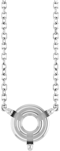 14K White 7.5 mm Round Solitaire 18  Necklace Mounting (1)
