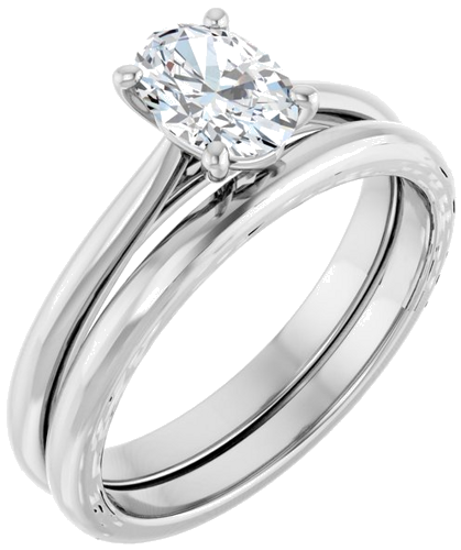 14K White 7x5 mm Oval Solitaire Engagement Ring Mounting (6)