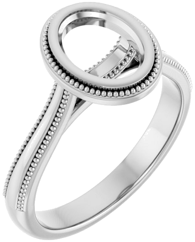 14K White 8 x 6 mm Oval Engagement Ring Mounting (1)