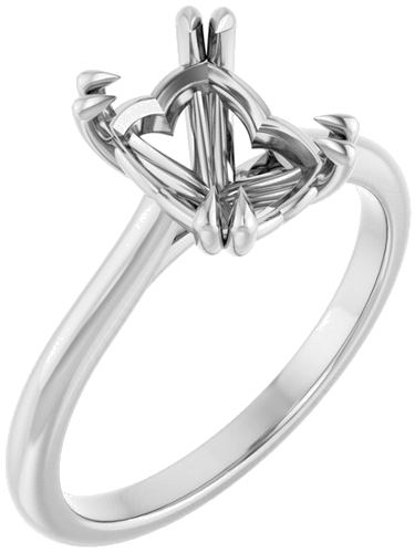 14K White 8x6 mm Emerald Solitaire Engagement Ring Mounting (1)