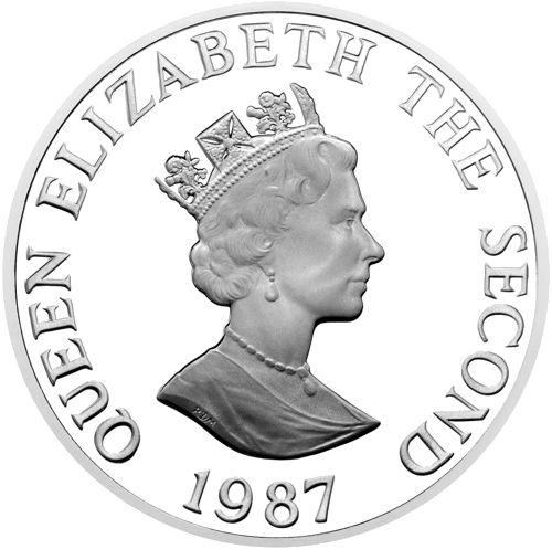 2 svarai Pink Pigeon 1987 Džersis sidabrinė moneta (2)