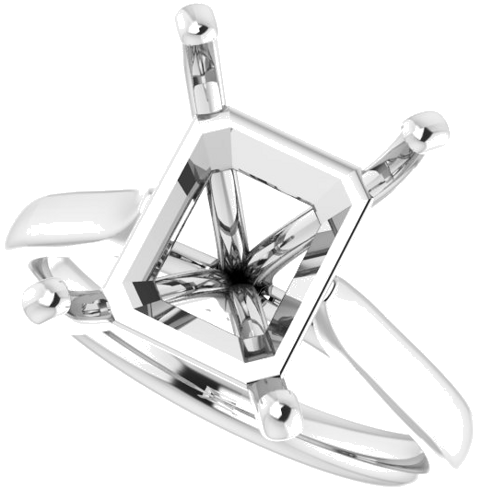 14K White 12x10 mm Emerald Engagement Ring Mounting (5)
