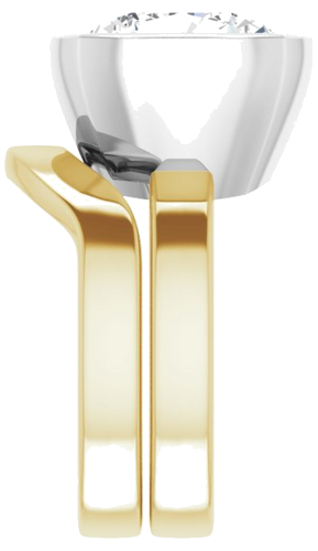 14K Yellow White 12 mm Cushion Solitaire Engagement Ring Mounting (9)