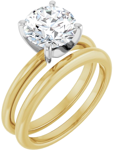 14K Yellow   White  8.2 mm Round Solitaire Engagement Ring Mounting (6)