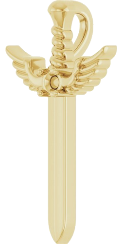 14K Yellow 2 mm Round Accented Dagger Pendant (2)