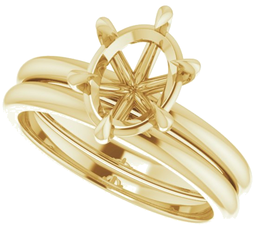 14K Yellow 9x7 mm Oval Solitaire Engagement Ring Mounting (10)