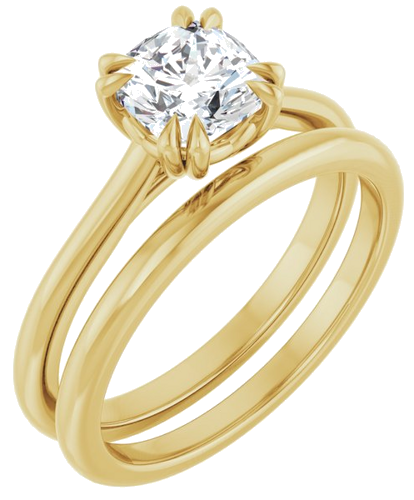 14K Yellow 6 mm Cushion Solitaire Engagement Ring Mounting (6)