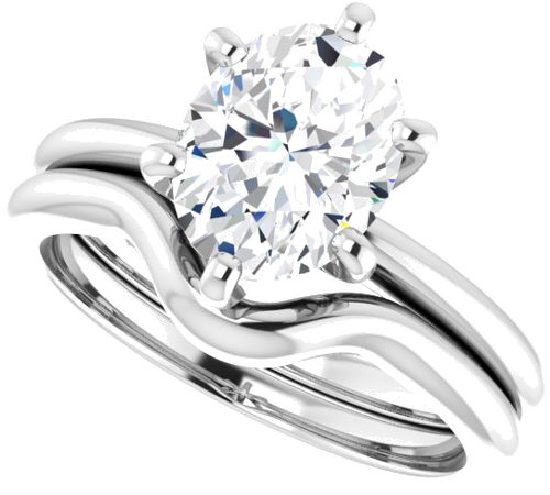 14K White  9x7 mm Oval Solitaire Engagement Ring Mounting (10)