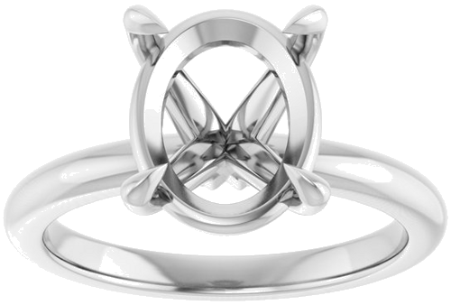 Sužadėtuvių Žiedas 585 Baltojo Aukso Oval 11mm x 9mm (3)