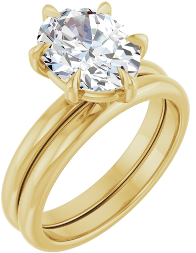 Sužadėtuvių Žiedas „Solitaire“ 585 Geltonojo Aukso Oval 10mm x 8mm (6)
