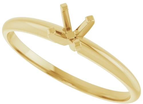 14K Yellow 4.1 mm Round Ultra-Lightweight Solitaire Engagement Ring Mounting (5)