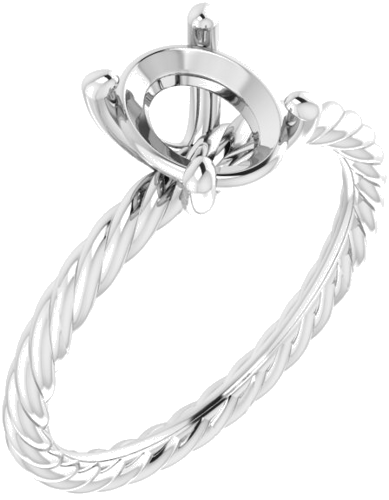 Sužadėtuvių Žiedas „Solitaire“ 585 Baltojo Aukso Oval 8mm x 6mm (1)